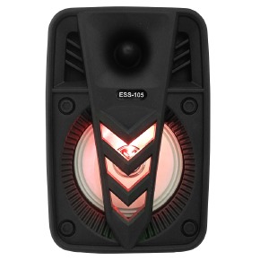 Колонка чемодан мини ESS-105 4"/5W/RGB/BT/USB/AUX/microSD/FM от сети и аккумулятора/ручка 20,5х14,5х11см черная - фото