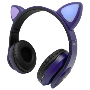 Наушники большие MP3 + Bluetooth Gerlax H8P LED ушки фиолетовые - фото
