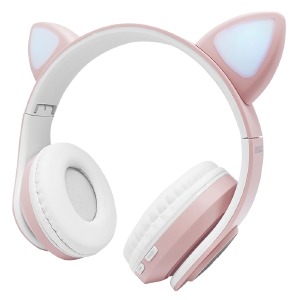 Наушники большие MP3 + Bluetooth Gerlax H8P LED ушки розовые - фото