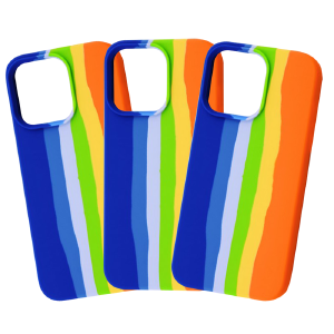 Накладка iPhone 13 Pro "Soft touch" Rainbow Blue# - фото