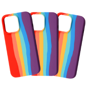 Силикон iPhone 13 Pro Max "Soft touch" Rainbow Red# - фото