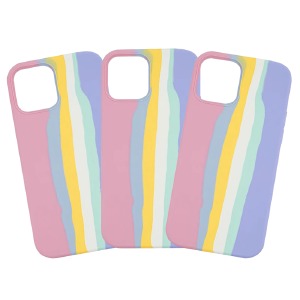 Силикон iPhone 13 Pro "Soft touch" Rainbow Pink# - фото