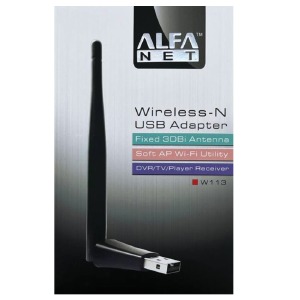 Wi-Fi USB- адаптер ALFA W113 черный, RT8188IC, 20m, 3DBi 150Mbps - фото