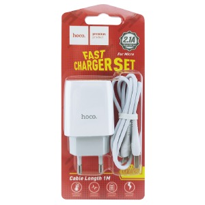 СЗУ microUSB Hoco C72A 2.1A/1USB/блистер белый 1м (30) - фото