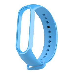 Ремешок для фитнесс браслета Mi Band 3/4 цветной однотонный голубой (4) - фото