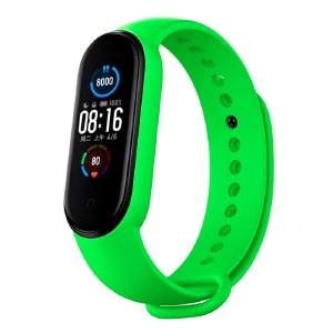 Ремешок для фитнесс браслета Mi Band 5/6 цветной однотонный зеленый (22) - фото