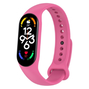 Ремешок для фитнесс браслета Mi Band 5/6 цветной однотонный розовый (6) - фото