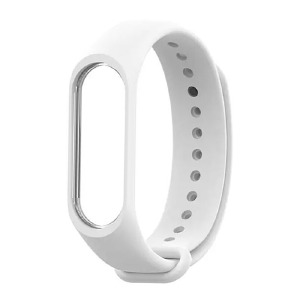 Ремешок для фитнесс браслета Mi Band 3/4 цветной однотонный белый - фото