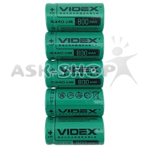 Аккумулятор 16340/RCR123A Videx 800mA бытовой по 5 шт/цена за 1 бат. (50) - фото
