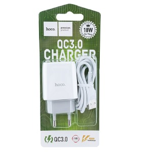 СЗУ Type-C HOCO C72Q 1USB/18W/QC3.0/блистер белый 1м (30) - фото
