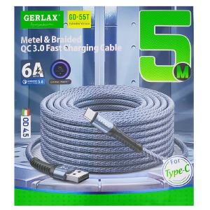 Кабель Type-C Gerlax GD-55T (real 3A) тканевой синий 5м - фото