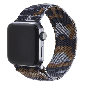Ремешок для Apple Watch 38/40/41mm Миланская петля хаки серо-черно-коричневый - фото