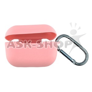 Чехол силикон AirPods Pro/Pro2 розовый (Pink) с карабином - фото