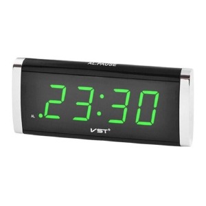 Часы настольные с будильником VST-730-4 с зеленой подсветкой - фото