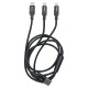 Кабель 3в1 USB to (microUSB+Lightning+Type-C) Hoco X14 2.4A тканевой черный 1м (20) - фото 1
