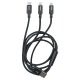 Кабель 3в1 (microUSB+Lightning+Type-C) Hoco X14 тканевой черный 1 м (20) - фото 1