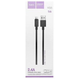 Кабель iPhone Lightning (5/6/7/8...) Hoco X68 тканевой черный 1 м - фото