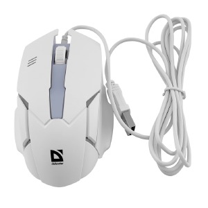 Компьютерная мышка проводная USB Defender Host MB-982 RGB/3 кнопки/1000DPI белая 1,8м - фото