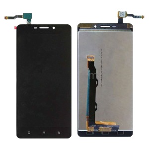 Дисплей для телефона Lenovo A5500 черный, с тачскрином, Модуль с рамкой - фото