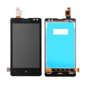 Дисплей для телефона Nokia Lumia 435/532 черный, с тачскрином, модуль с рамкой, оригинал - фото