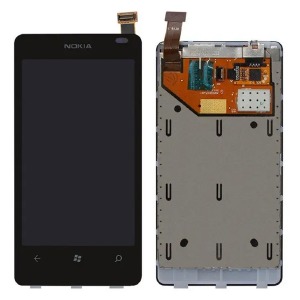 Дисплей для телефона Nokia 800 черный, с тачскрином, модуль high copy - фото