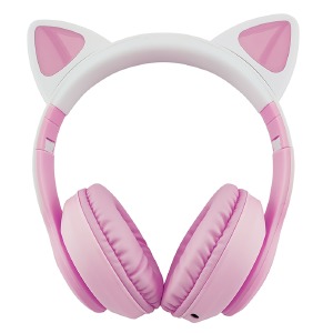 Hands Free большие Bluetooth Gerlax GH-23 LED ушки Premium RGB/BT5.3/TFcard/FM/AUX/mic/400mAh розовый - фото