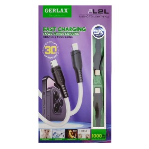 Кабель iPhone PD Type-C to Lightning Gerlax L2L 3A/30W силиконовый черный 1м - фото