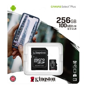 Карта памяти Micro SD 256GB (10) (+adapter) Kingston Canvas Select Plus UHS-I/U-3 - фото