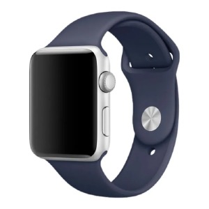 Ремешок для Apple Watch 42/44/45/49mm силиконовый (09) темно-синий L - фото
