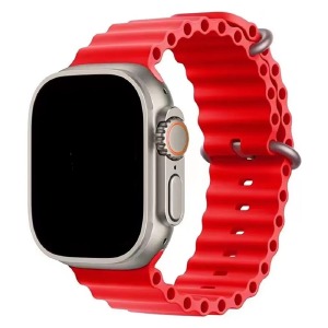 Ремешок для Apple Watch 42/44/45/49mm Ocean Band силиконовый красный ML - фото