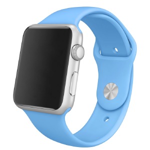 Ремешок для Apple Watch 42/44/45/49mm силиконовый (42) небесно-голубой L - фото