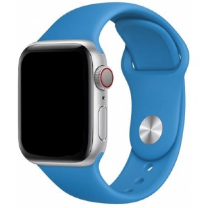 Ремешок для Apple Watch 42/44/45/49mm силиконовый (35) голубой L  - фото