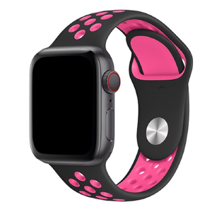 Ремешок для Apple Watch 38/40/41mm Sport перф. черно-розовый S - фото