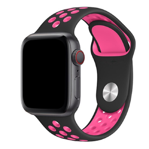 Ремешок для Apple Watch 42/44/45/49mm Sport перф. черно-розовый S - фото