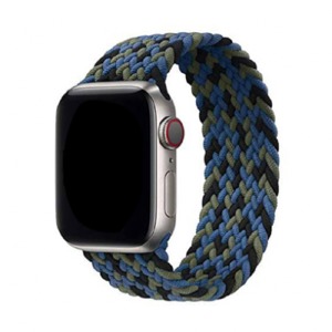 Ремешок для Apple Watch 42/44/45mm тканевой эластичный сине-зеленый M# - фото