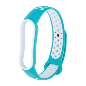 Ремешок для фитнесс браслета Mi Band 3/4 Sport перф. бирюзово-белый - фото