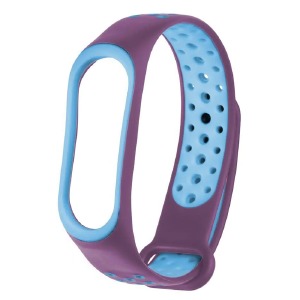 Ремешок для фитнесс браслета Mi Band 3/4 Sport перф. фиолетово-голубой - фото