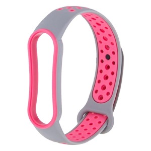 Ремешок для фитнесс браслета Mi Band 5/6 Sport перф. серо-розовый - фото