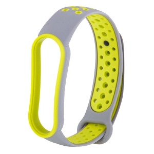 Ремешок для фитнесс браслета Mi Band 5/6 Sport перф. серо-салатовый - фото