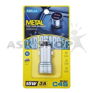 АЗУ USB блочек 3.0A 2USB Gerlax C4S 15w серый - фото