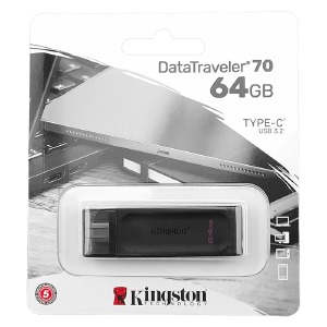 USB 64GB 3.2 Kingston Data Traveler 70 Type-C черная (ТОЛЬКО Type-C ) - фото