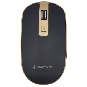 Компьютерная мышка беспроводная Gembird MUSW-4B-06-BG 4 кнопки/USB 2.4GHz/800-1600DPI черная с золотом - фото