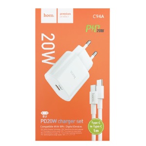 СЗУ Type-C to Type-C Hoco C94A 3A/QC3.0/PD20W белый 1м (13) - фото