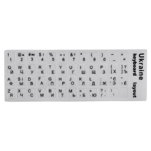 Наклейки на клавиатуру белые матовые с черными буквами - фото