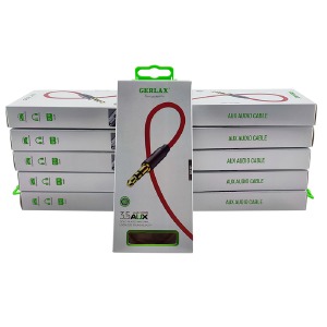`SET кабелей 3,5 AUX - Type-C Gerlax GX-01 тканевой красный 1м (10ШТ!!!+1ШТ ПОДАРОК) - фото