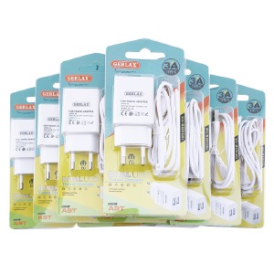 'SET СЗУ Type-C Gerlax A9T 3A/2USB/15W/блистер белый 1м (10ШТ!!!+1ШТ ПОДАРОК) - фото