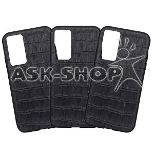 Силикон Leather Case Samsung S23/G911 черный кроко - фото