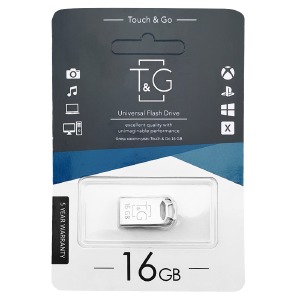 USB 16GB 2.0 T&G 110 metal Series серебряная (короткая) - фото