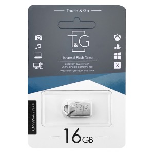 USB 16GB 2.0 T&G 106 metal Series серебряная (короткая)  - фото