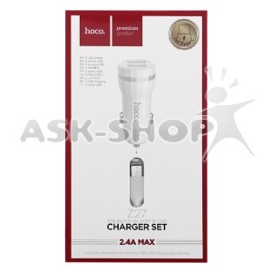 АЗУ Type-C Hoco Z27 2.4А/2USB белое 1м - фото
